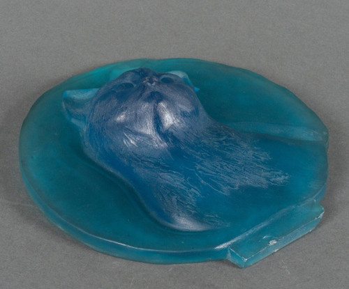 Médaillon en verre 1930 représentant un chat