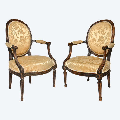 Pair of Louis XVI period cabriolet armchairs