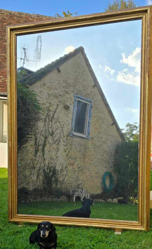 167 X 232 Cm, Very Large Louis Philippe Rectangle Mirror, Gold Leaf, Mercury Glass