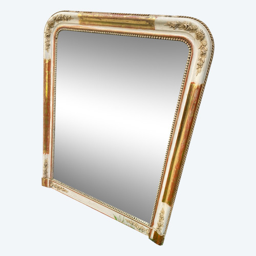 Miroir De Cheminée XIXème Doré Et Patiné , Glace Au Mercure
