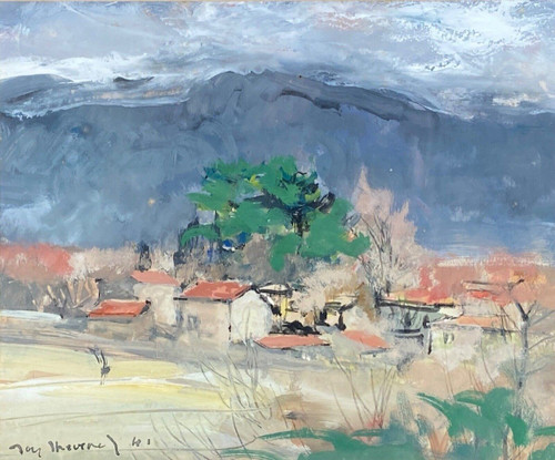Acquerello su carta di Jacques Thévenet Paesaggio del Sud 1941