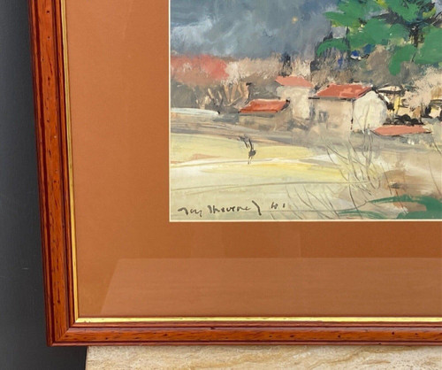 Acquerello su carta di Jacques Thévenet Paesaggio del Sud 1941