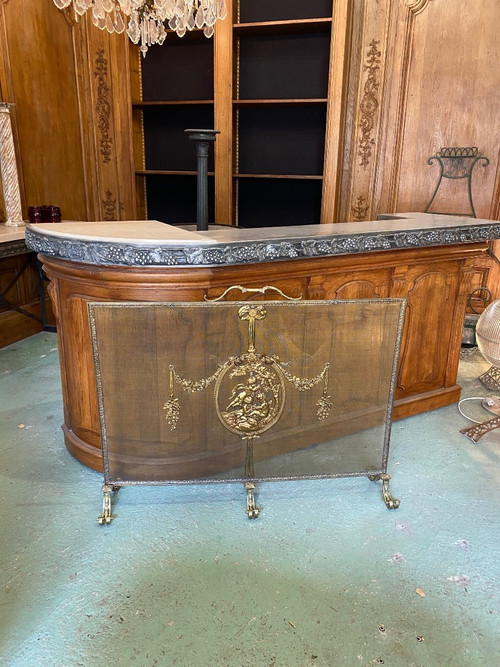 Large Louis XVI Style Bronze Fire Screen from the 19th Century for a Large Fireplace