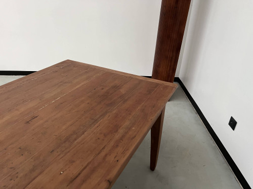 Teak farmhouse table with spindle legs