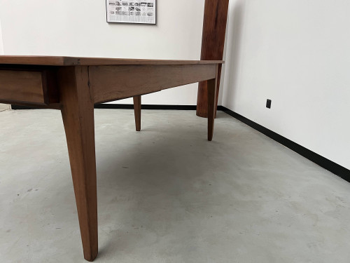 Teak farmhouse table with spindle legs