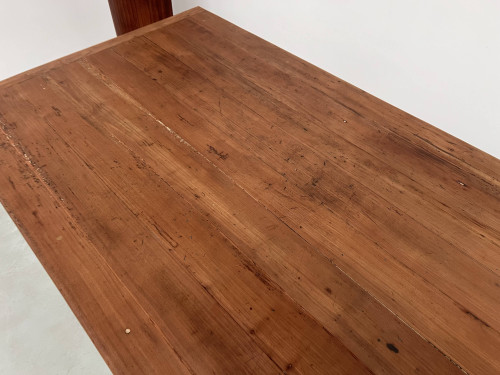 Teak farmhouse table with spindle legs