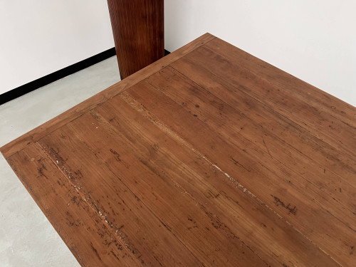 Teak farmhouse table with spindle legs