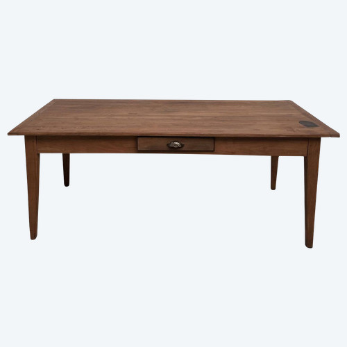Teak farmhouse table with spindle legs