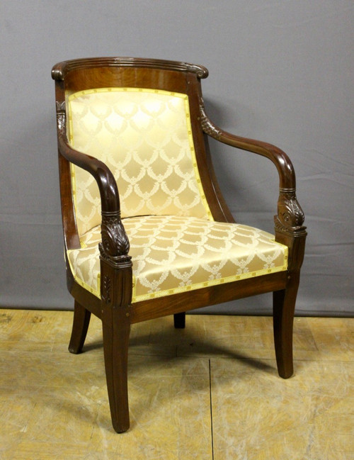 Pair of Mahogany Gondola Armchairs with Dolphins