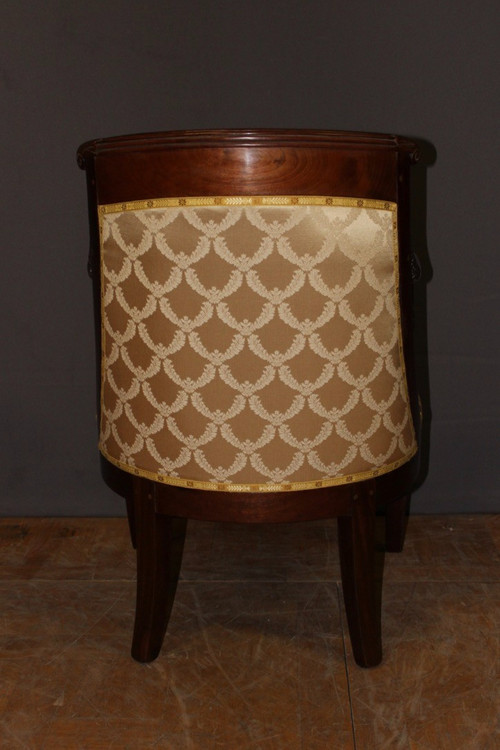 Pair of Mahogany Gondola Armchairs with Dolphins