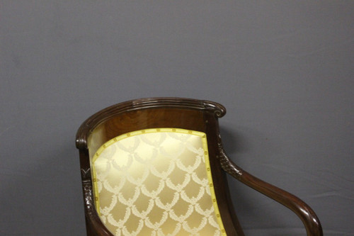 Pair of Mahogany Gondola Armchairs with Dolphins