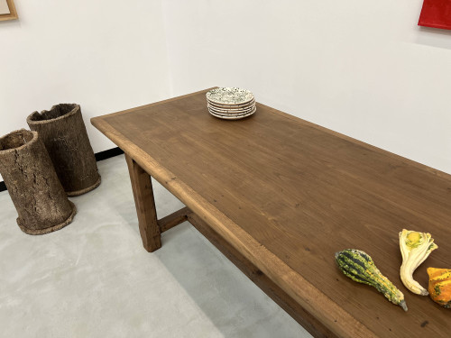 1950s farmhouse table in oak and walnut