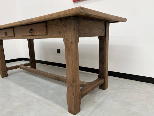 1950s farmhouse table in oak and walnut