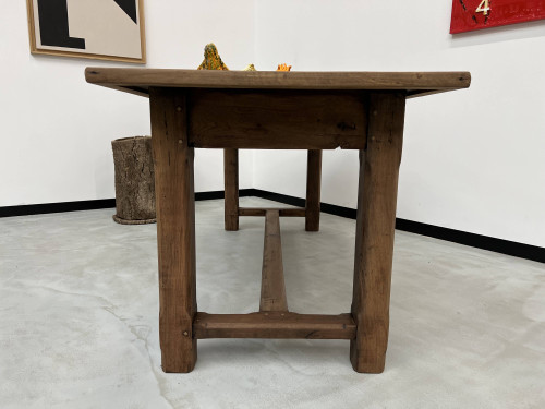 1950s farmhouse table in oak and walnut