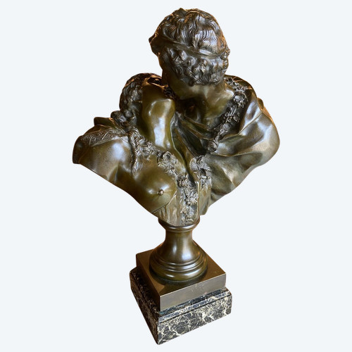 19th Century Bronze Sculpture Representing "The Kiss" After Jean Antoine Houdon (1741-1828)
