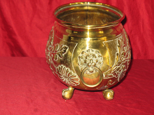 Brass planter with floral decoration, 19th century Napoleon III