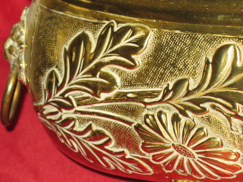 Brass planter with floral decoration, 19th century Napoleon III