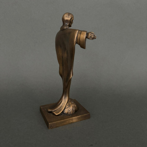 Christ in bronze 1930 by J. Dorlia chocolate patina