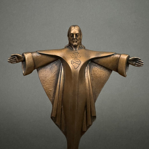 Christ in bronze 1930 by J. Dorlia chocolate patina