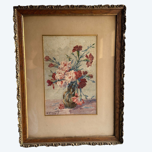 Watercolor on paper still life bouquet of flowers by Beutizzy 1907