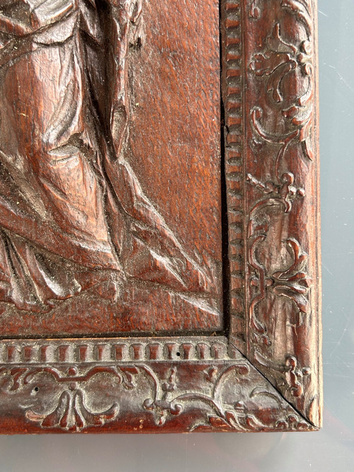 Carved Oak Panel - Catherine of Alexandria - 18th Century Bérain Frame
