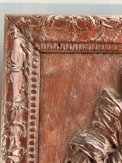 Carved Oak Panel - Catherine of Alexandria - 18th Century Bérain Frame