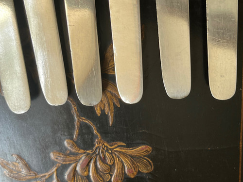 6 coltelli da frutta fine '800 collare con lama in argento 