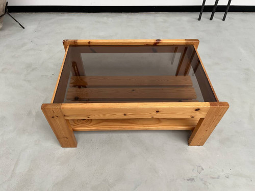 Table basse en pin des années 80