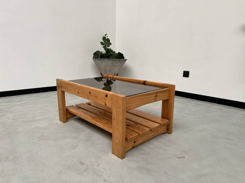 Table basse en pin des années 80