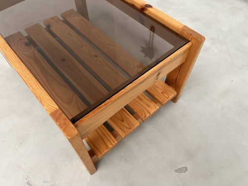 Table basse en pin des années 80