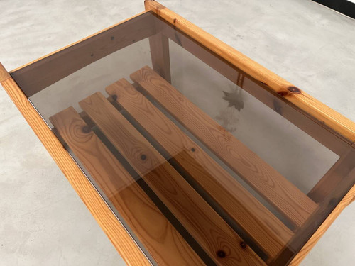 Table basse en pin des années 80