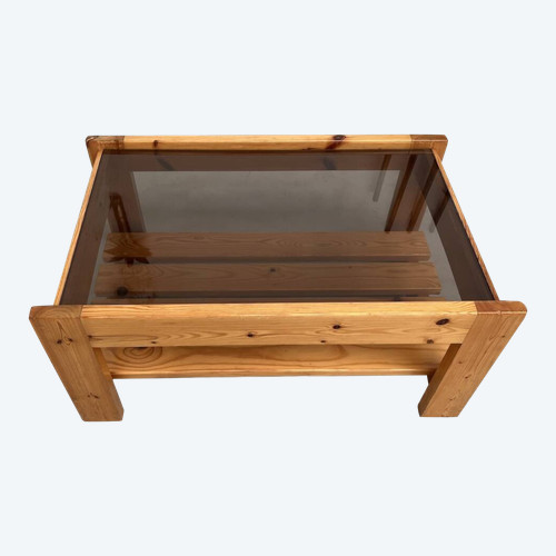 Table basse en pin des années 80