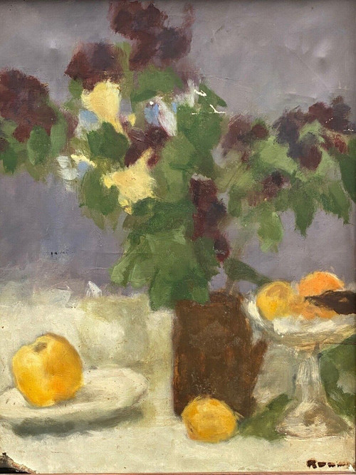 Öl auf Leinwand von Isabelle Rouault, Stillleben, 20. Jahrhundert