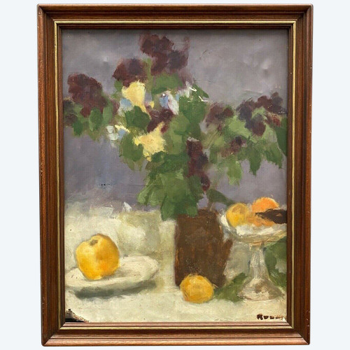 Öl auf Leinwand von Isabelle Rouault, Stillleben, 20. Jahrhundert