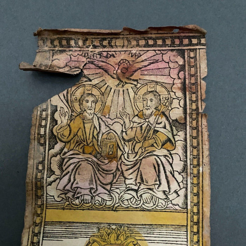 Scènes religieuses papier gravure couleur Balkans sainte Parascève XVIIIe
