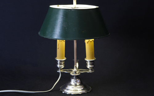 Bouillotte-Lampe aus versilberter Bronze aus dem 19. Jahrhundert
