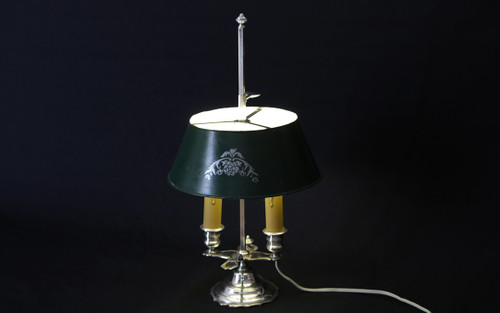 Bouillotte-Lampe aus versilberter Bronze aus dem 19. Jahrhundert
