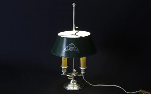 Bouillotte-Lampe aus versilberter Bronze aus dem 19. Jahrhundert