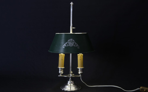 Bouillotte-Lampe aus versilberter Bronze aus dem 19. Jahrhundert