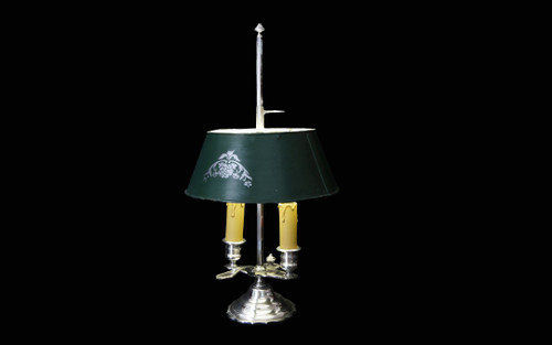 Bouillotte-Lampe aus versilberter Bronze aus dem 19. Jahrhundert