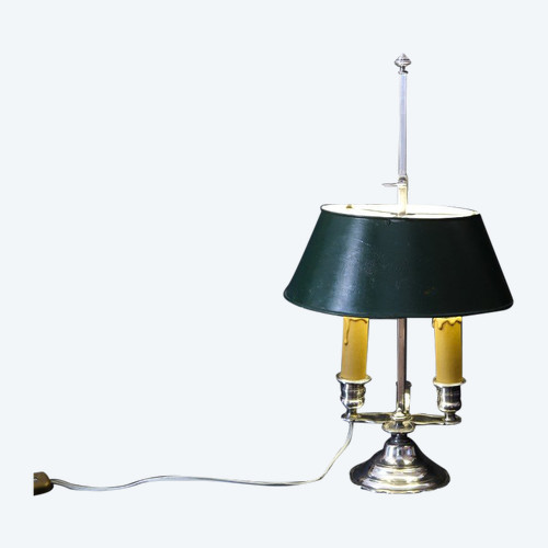 Bouillotte-Lampe aus versilberter Bronze aus dem 19. Jahrhundert