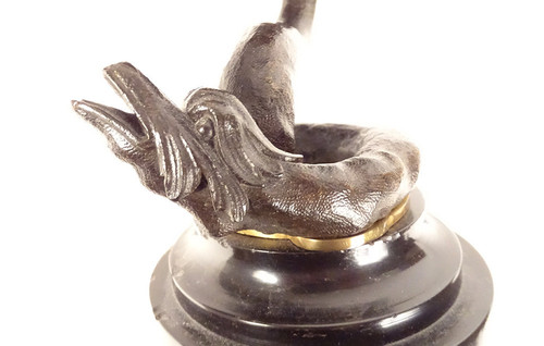 Coppia di ninnoli con draghi in bronzo gotico Viollet-le-duc Napoleone III XIX secolo