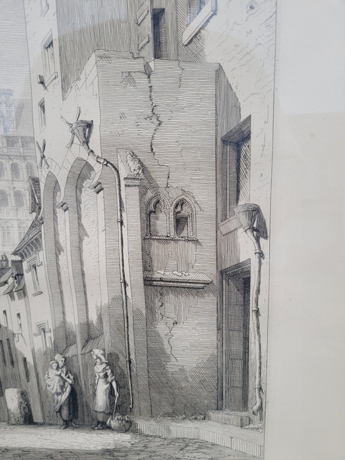Gravure par "De la Rochebrune "/ Rare Vue sur le chateau de Blois 1871
