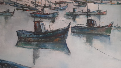 Charles Belbeoc'h  1926-2006  vue de la Turbale huile sur panneau 