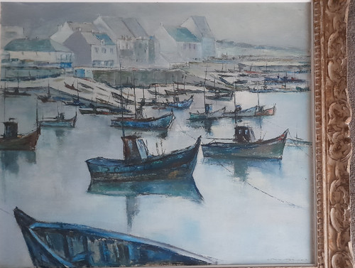 Charles Belbeoc'h  1926-2006  vue de la Turbale huile sur panneau 