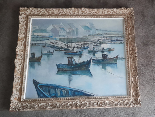 Charles Belbeoc'h  1926-2006  vue de la Turbale huile sur panneau 