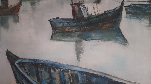 Charles Belbeoc'h  1926-2006  vue de la Turbale huile sur panneau 