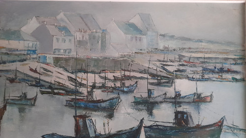 Charles Belbeoc'h  1926-2006  vue de la Turbale huile sur panneau 