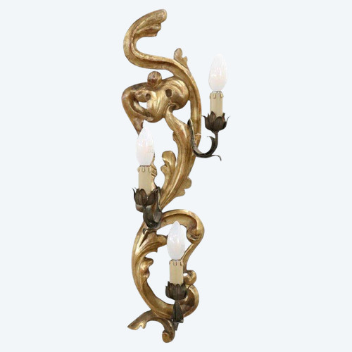Applique in legno dorato 3 luci