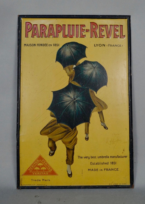 Enamelled plaque Revel Umbrella Signed Leonetto Cappiello and dated